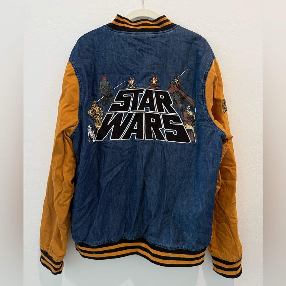 Boxlunch Our Universe Disney Lucas Film Star Wars Denim Varsity Jacket NWT